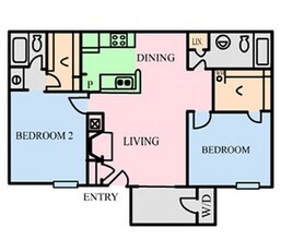 Two Bedroom/Two Bathroom 2108 floor plan